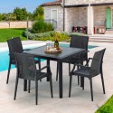 PASSION Set Made of a 90x90cm Black Square Table and 4 Colourful Bistrot Arm Chairs Discounts