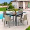 PASSION Set Made of a 90x90cm Black Square Table and 4 Colourful Rome Chairs Characteristics