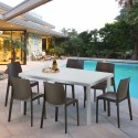 SummerLIFE Set Made of a 150x90cm White Rectangular Table and 6 Colourful Rome Chairs Characteristics