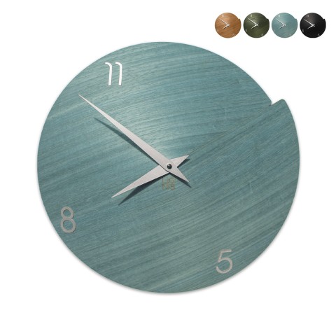 Magnetic round design wooden wall clock Vulcano Numbers