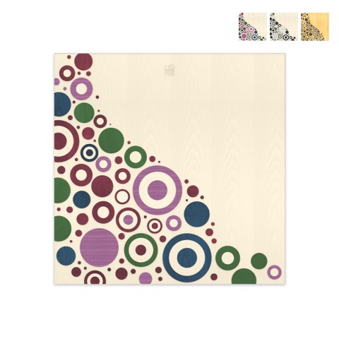 Modern painting in inlaid wood 75x75cm design Circles