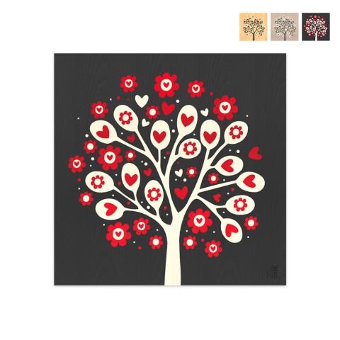 Hand inlaid wooden painting 75x75cm Tree of Hearts Promotion