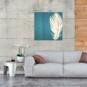 Decorative wooden painting 75x75cm inlaid by hand Plume Sale