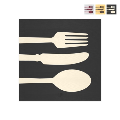 Wooden framework 75x75cm inlaid by hand for kitchen decoration Cutlery