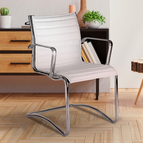 Office chair with armrests meeting room white leatherette Stylo SBWE