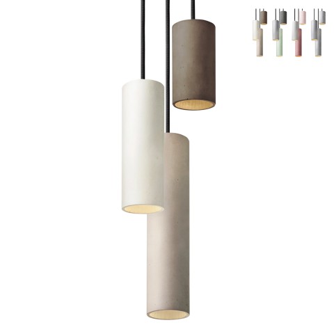 Modern pendant lamp 3 lights kitchen cylinder design Cromia