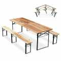 Set of Garden Folding Wooden Benches and Table for Outdoors Promotion