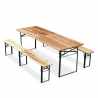 Set of Garden Folding Wooden Benches and Table for Outdoors Offers