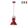Vintage Industrial Design Iron and Hand-Painted Ceramic Pendant Lamp SO On Sale