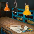 Iron and ceramic pendant lamp hand-painted vintage design Industrial SO Promotion