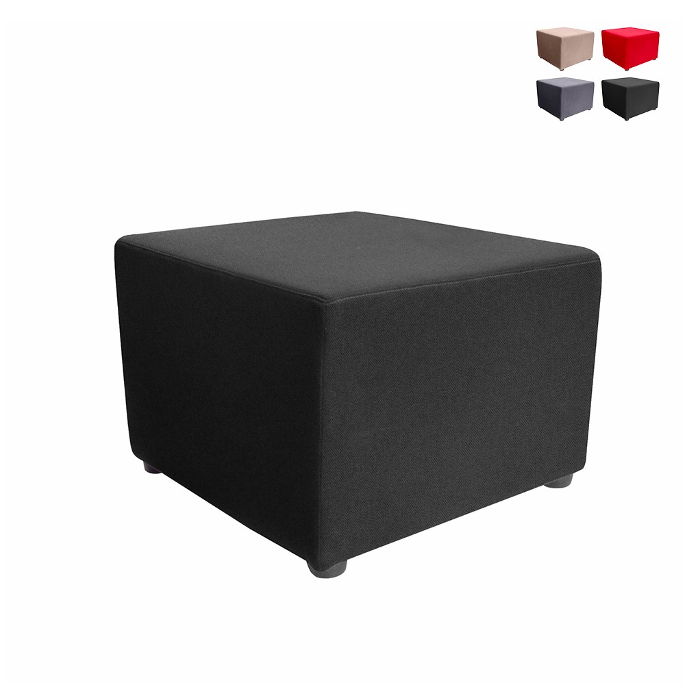 Modular Square Upholstered Pouf in Fabric for Waiting Room Traveller