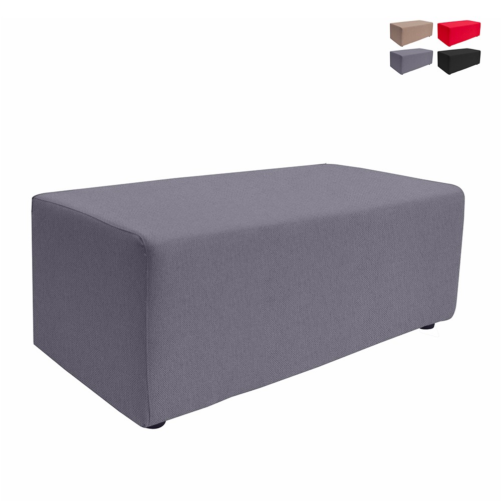 Rectangular Modular Design Pouf for Waiting Room, Upholstered Fabric, Traveller