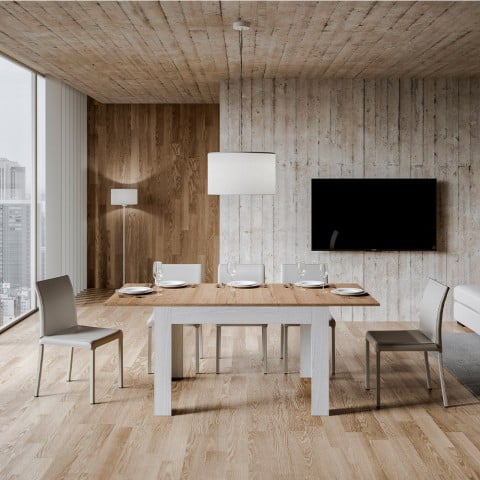 Modern extendable kitchen table 90x120-180cm wood white Bibi Mix BQ Promotion