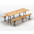 Set Of 10 Wooden Outdoor Table And 2 Three Legged Benches 220x80 Promotion