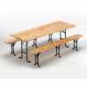 Set Of 10 Wooden Outdoor Table And 2 Three Legged Benches 220x80 Promotion