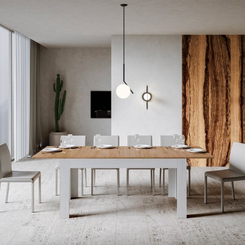 Modern extendable kitchen table 90x160-220cm wood white Bibi Mix BQ Promotion