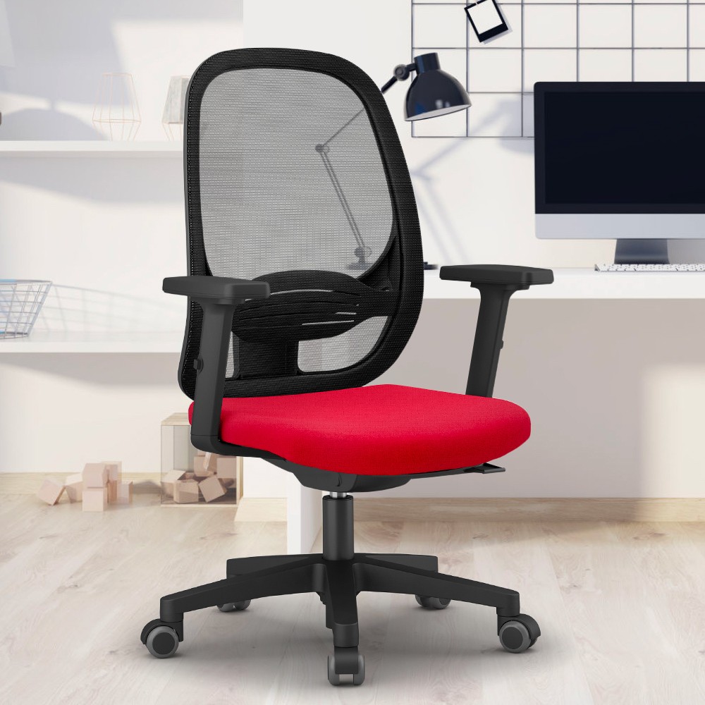 Ergonomic red office chair smartworking breathable mesh Easy R