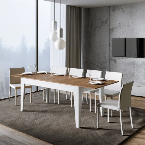 Modern extendable kitchen table 90x160-220cm wood white Cico Mix BQ Promotion