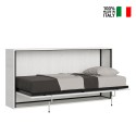 Horizontal foldaway single bed white 85x185cm slats Kando BF On Sale