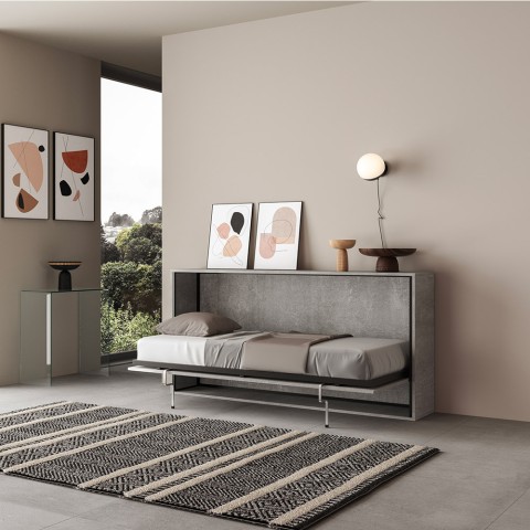 Grey single bed 85x185cm horizontal slatted Kando CM Promotion