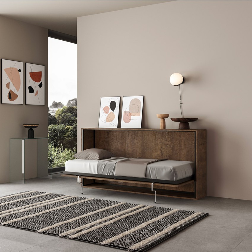 Horizontal Murphy Single Bed 85x185cm with Wooden Slats Kando NC Promotion