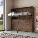 Horizontal foldaway bunk bed 85x185cm wood walnut Kando 2NC Characteristics