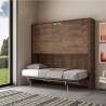 Horizontal foldaway bunk bed 85x185cm wood walnut Kando 2NC Measures