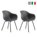 2 x Modern design chairs bar kitchen polyethylene metal legs Fade C1 On Sale