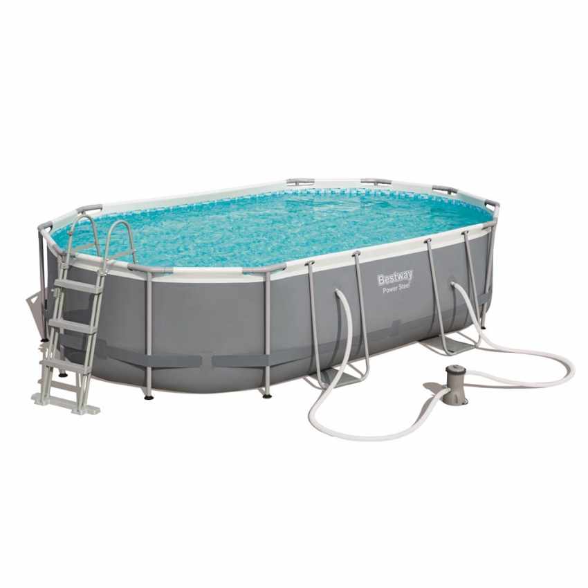 bestway 56719 power steel aufstellpool oval set 610x366x122 cm