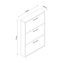 Space-saving design shoe cabinet 3 doors 9 pairs of shoes white KimShoe 3WS Measures