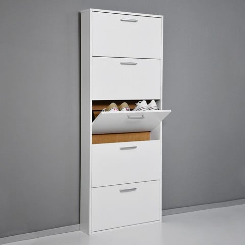 Shoe cabinet 5 doors 15 pairs of space-saving shoes white KimShoe 5WS Promotion
