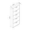Shoe cabinet 5 doors 15 pairs of space-saving shoes white KimShoe 5WS Model