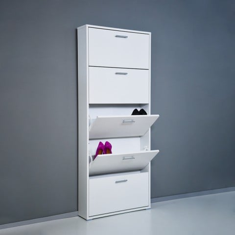Modern white design shoe cabinet 5 doors 15 pairs of shoes KimShoe 5WP Promotion