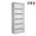 Modern office bookcase 6 compartments adjustable shelves white Kbook 6WP On Sale