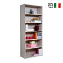 Bookcase wood 6 compartments adjustable shelves modern office Kbook 6OP On Sale