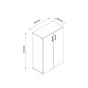 Multipurpose cupboard 2 compartments living room modern office white KimSpace 2WP Measures