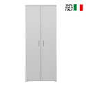 Multipurpose storage cupboard 2 doors 6 compartments white KimMopp 6WP On Sale