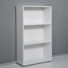 Low white office bookcase 3 compartments 2 adjustable shelves Kbook 3WS Model