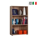 Low office bookcase 3 compartments 2 adjustable shelves wood Kbook 3SS On Sale