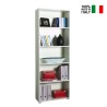 Office bookcase white design 5 compartments adjustable shelves Kbook 5WS On Sale