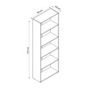 Office bookcase white design 5 compartments adjustable shelves Kbook 5WS Model