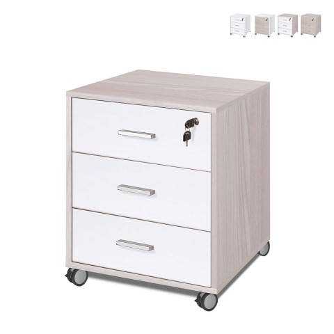 Desk cabinet 3 drawers key castors modern office design Cour Promotion