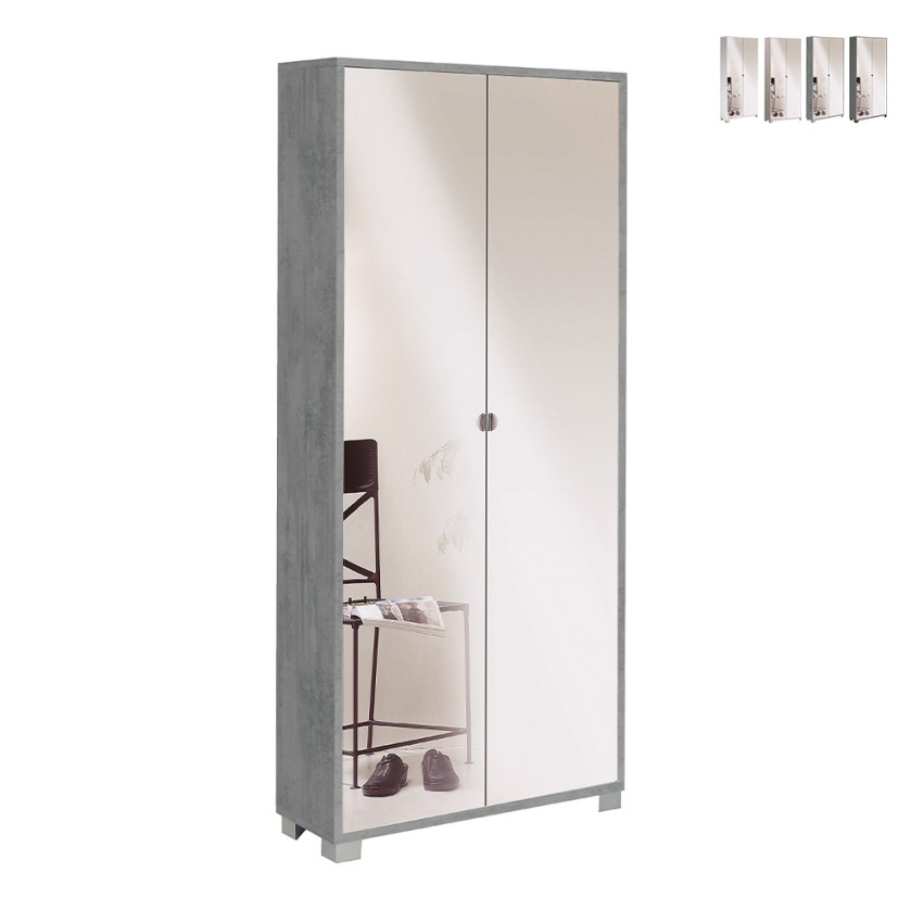 Multipurpose storage cabinet 2 doors mirror 8 adjustable shelves Arlan Offers