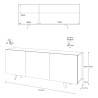 Modern design sideboard 170x40cm 3 doors kitchen living room Anton 