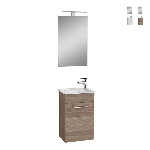 Wall-mounted bathroom cabinet 40 cm compact washbasin door LED mirror Mia Promotion