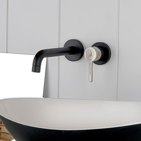 Concealed black matt wall-mounted washbasin mixer Mugello Promotion