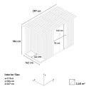 Gray galvanized sheet metal shed Tyrol garden tool box 257X142x184cm Measures