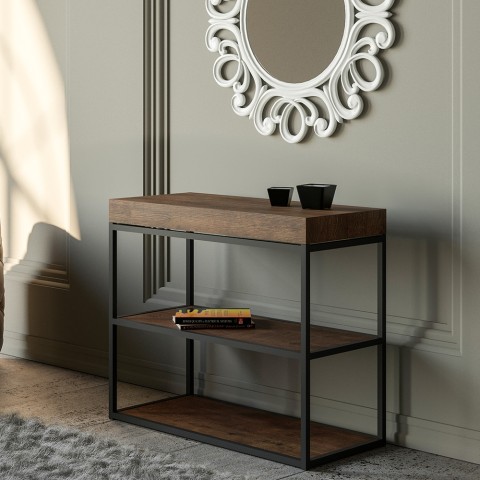 Walnut extensible console table 90x40-196cm Plano Small Noix Promotion