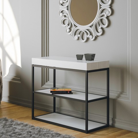 Extendable white dining console table 90x40-300cm Plano Promotion