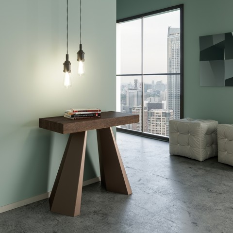 Extending console table 90x40-300cm walnut wood table Diamante Noix Promotion